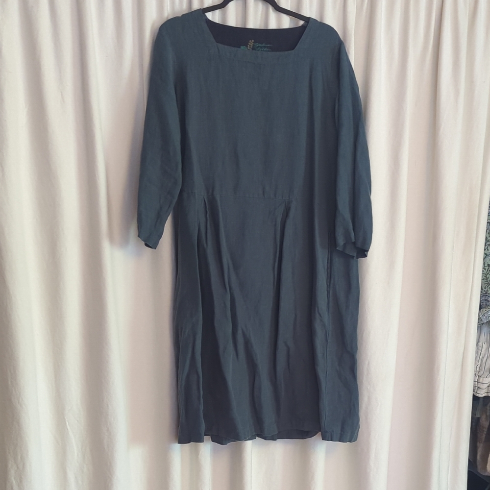 Casual Teal Linen Dress